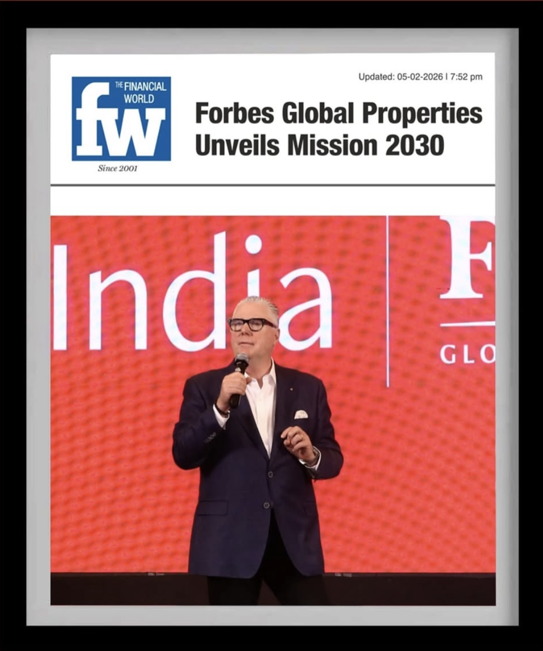 Financial World news coverage of Forbes Global Properties Mission 2030